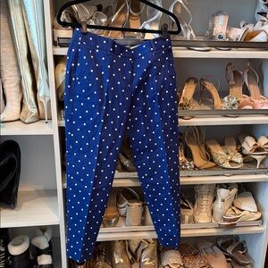 J. Crew Navy Polka Dot Trousers
